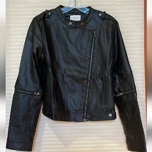 Hayden Black Leather Moto Jacket for Kids